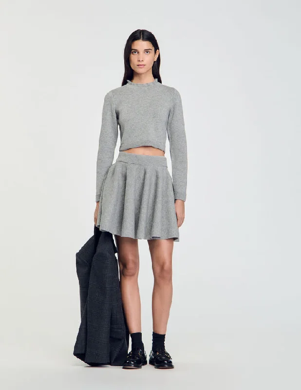 Sandro Catherine Pleated Skirt Grey