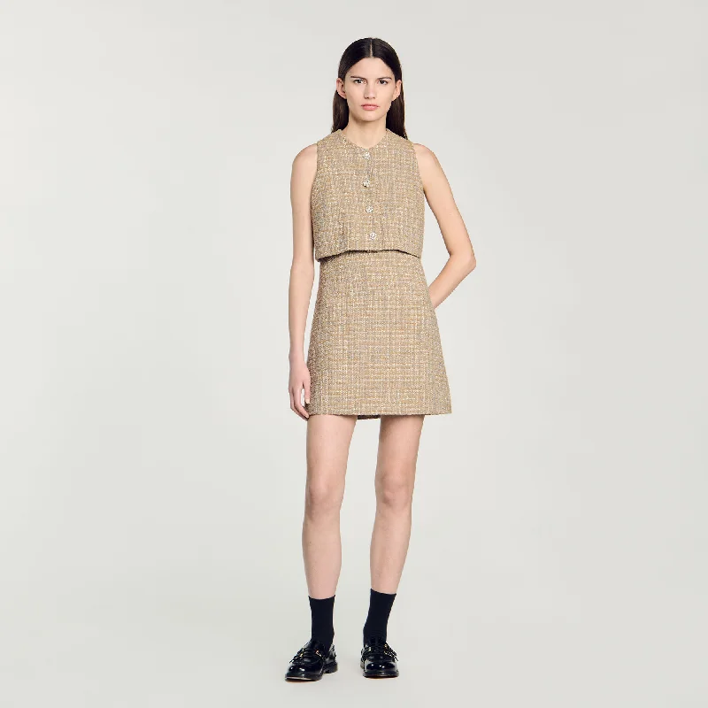 Sandro Penelope Tweed Dress Camel