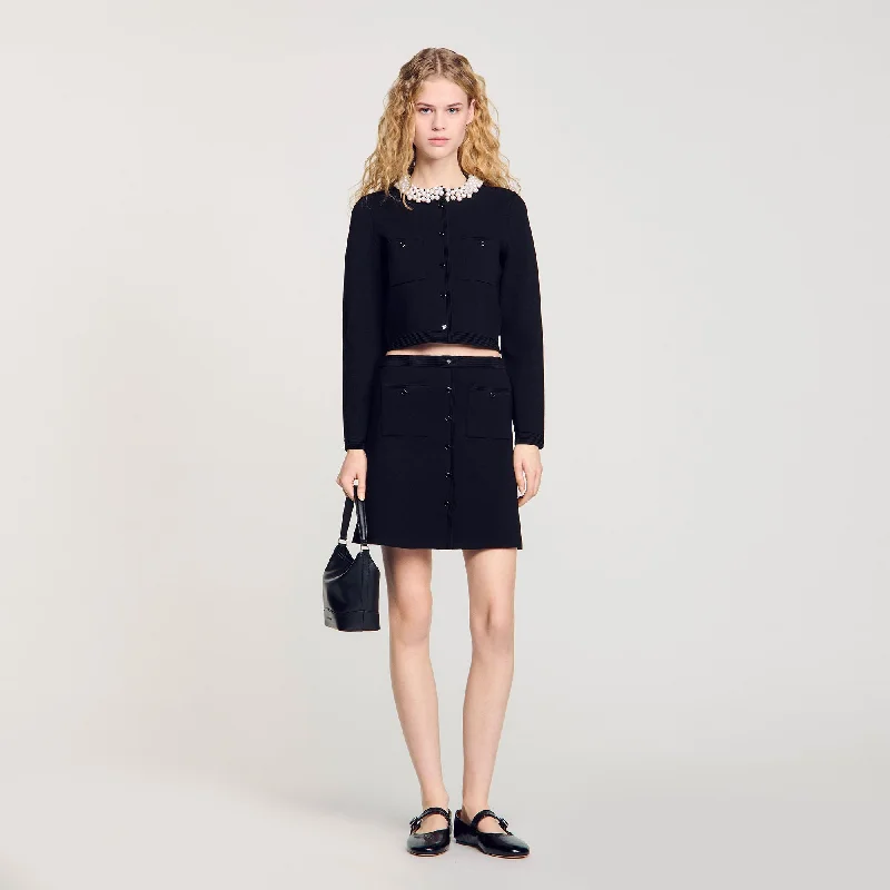 Sandro Clarancia Short Knit Skirt Black