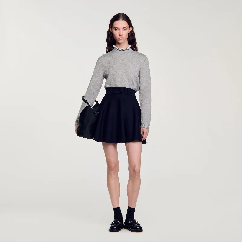 Sandro Francoise Ruffled-Neck Jumper Grey