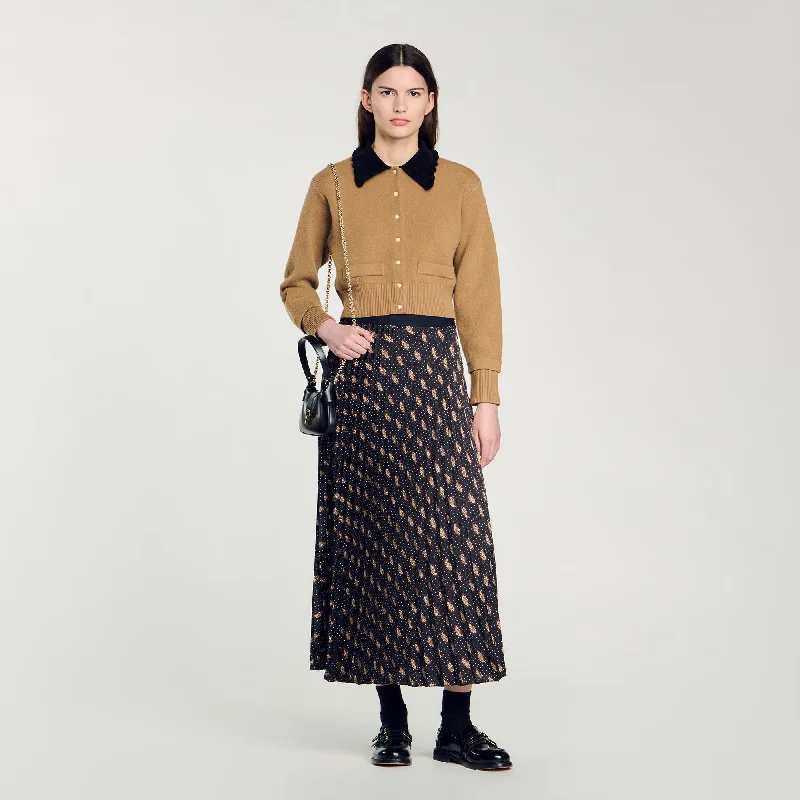 Sandro Helena Long Paisley Skirt Mustard / Burgundy