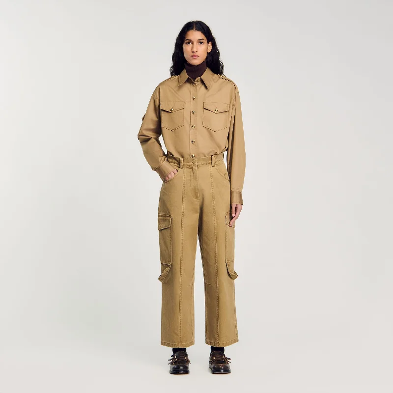 Sandro Haytham Cargo Trousers Olive Green